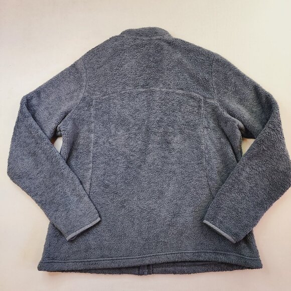 Lands End Jacket Women Large 14-16 Gray Fleece Soft Full Zip Pockets Collar - Picture 9 of 10